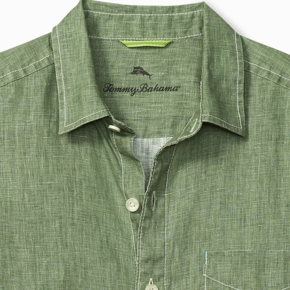 Tommy Bahama Men's Sea Glass Breezer Green Linen Shirt NWOT - Picture 2 of 6